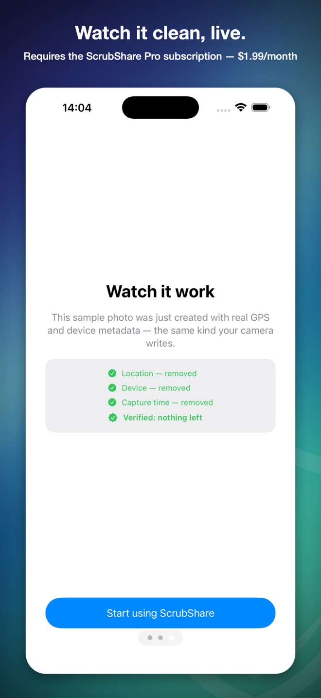 Onboarding demo cleaning a sample photo live