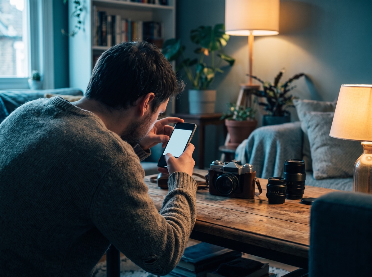 A person photographing an item at home for an online listing